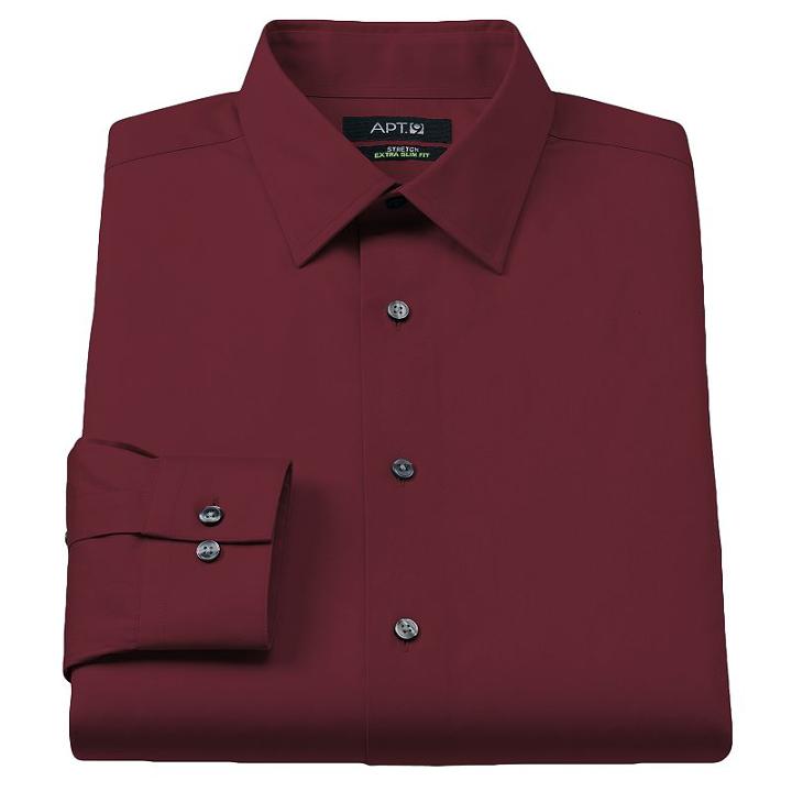 Men's Apt. 9&reg; Extra-slim Solid Stretch Dress Shirt, Size: 15.5-32/33, Dark Red