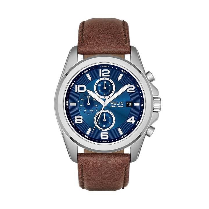 Relic Men's Daley Leather Watch, Size: Large, Brown