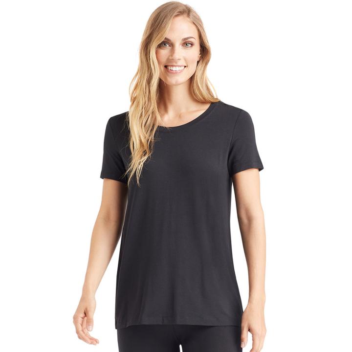Plus Size Cuddl Duds Softwear Short Sleeve Tee, Women's, Size: 1xl, Black