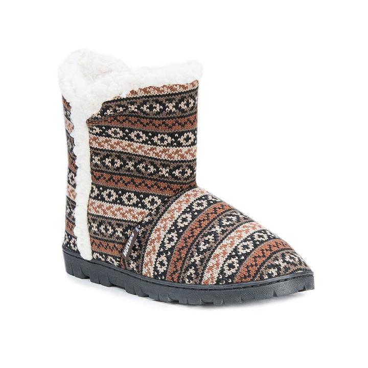 Muk Luks Women's Lug Bootie Slippers, Size: Medium, Brown