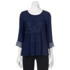 Juniors' Trixxi Pepulum Hem Lace Top, Girl's, Size: Large, Blue