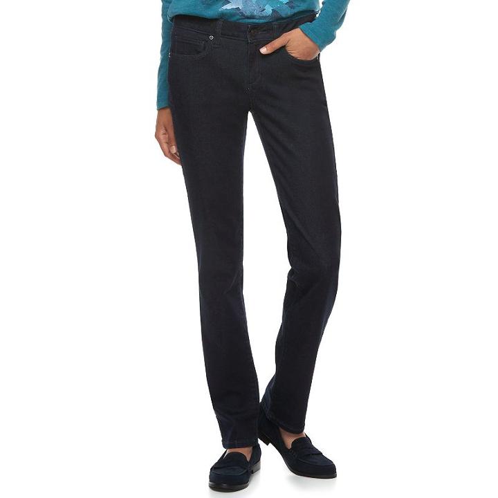 Women's Sonoma Goods For Life&trade; Slim Fit Straight-leg Jeans, Size: 6 Short, Dark Blue