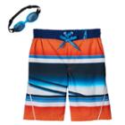 Boys 4-7 Zeroxposur Whiplash Stripes Swim Trunks With Goggles, Boy's, Size: 5/6, Orange Oth