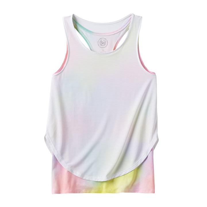 Girls 7-16 & Plus Size So&reg; Racerback Double-layer Tank Top, Girl's, Size: 14, Brt Pink