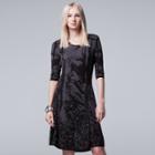 Women's Simply Vera Vera Wang Print Sweaterdress, Size: Xl, Grey