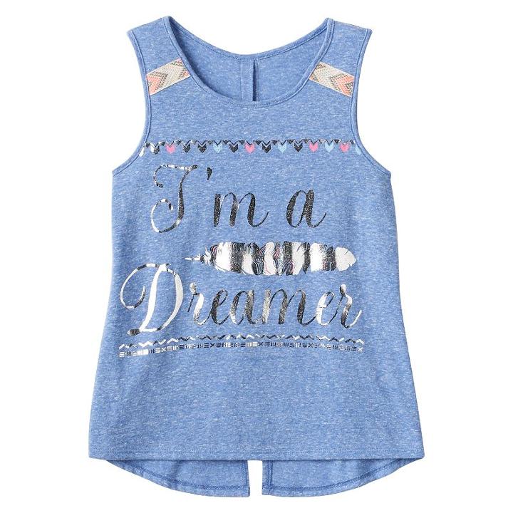 Girls Plus Size Ransom Girl Split-back Graphic Tank Top, Size: Xl Plus, Blue