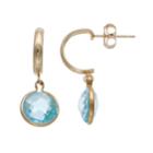 10k Gold Sky Blue Topaz Semi-hoop Earrings, Women's