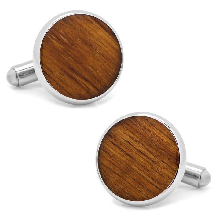Stainless Steel Wood Cuff Links, Men's, Brown