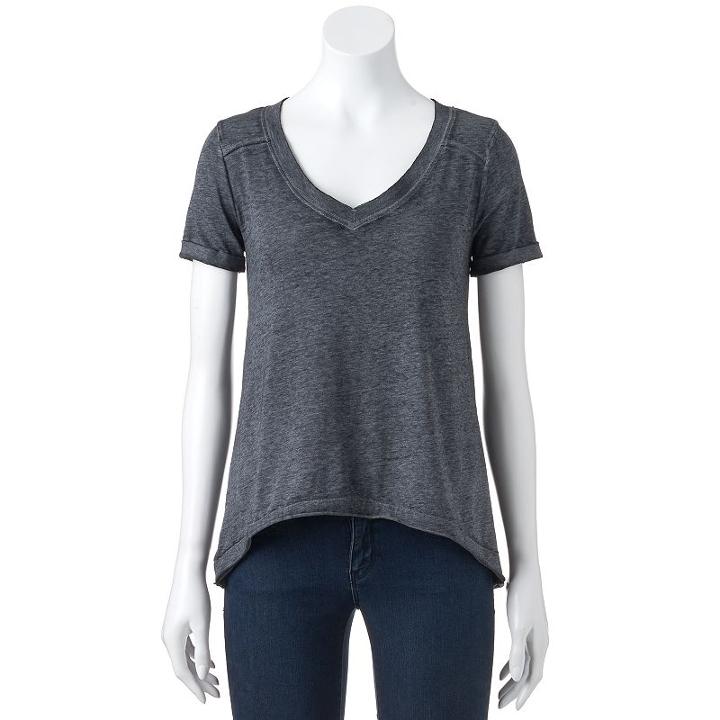Women's Rock & Republic&reg; Burnout Boyfriend Tee, Size: Xs, Med Grey