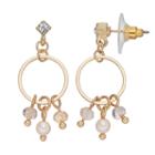 Lc Lauren Conrad Shaky Bead Nickel Free Drop Hoop Earrings, Women's, Pink