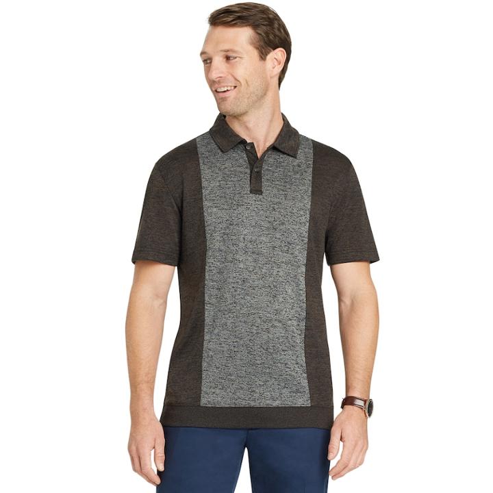 Men's Van Heusen Air Melange Classic-fit Colorblock Polo, Size: Xxl, Black