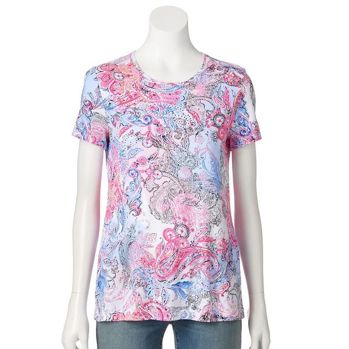 Women's Croft & Barrow&reg; Essential Crewneck Tee, Size: Small, Blue (navy)