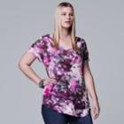 Plus Size Simply Vera Vera Wang Printed V-neck Tee, Women's, Size: 0x, Med Purple