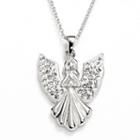 Silver-plated Crystal Angel Pendant, Women's, White