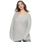 Juniors' Plus Size It's Our Time Crossback Tunic Sweater, Teens, Size: 1xl, Grey