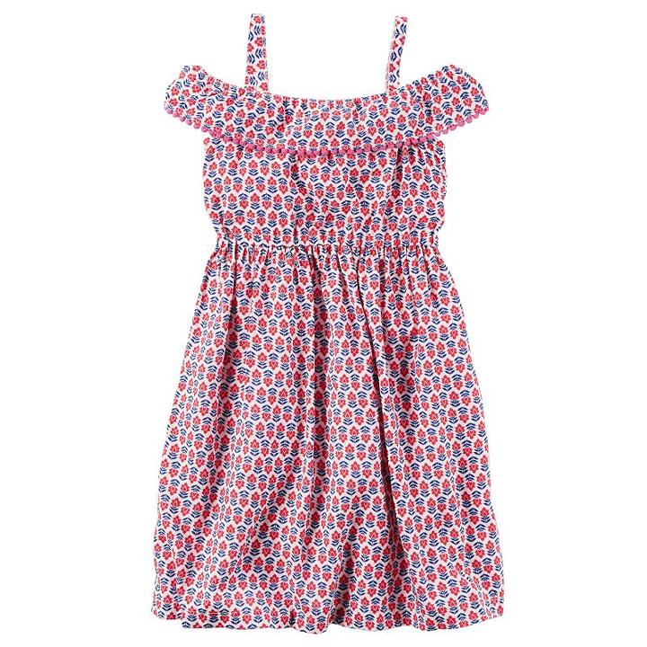 Girls 4-8 Carter's Print Cold-shoulder Dress, Girl's, Size: 7, Ovrfl Oth
