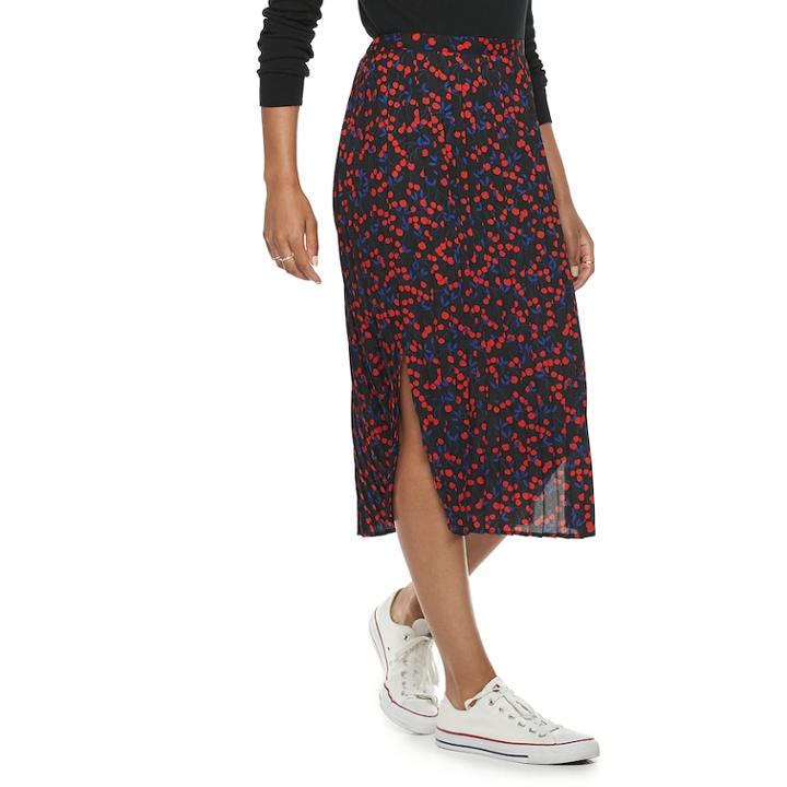 Women's Popsugar Print Midi Skirt, Size: Small, Dark Pink