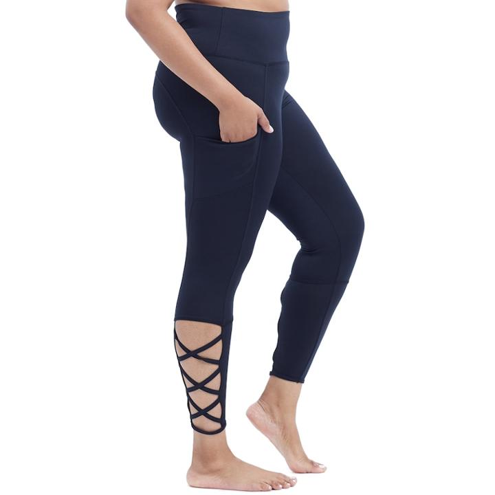 Plus Size Marika Curves Strappy Ankle Leggings, Women's, Size: 1xl, Black
