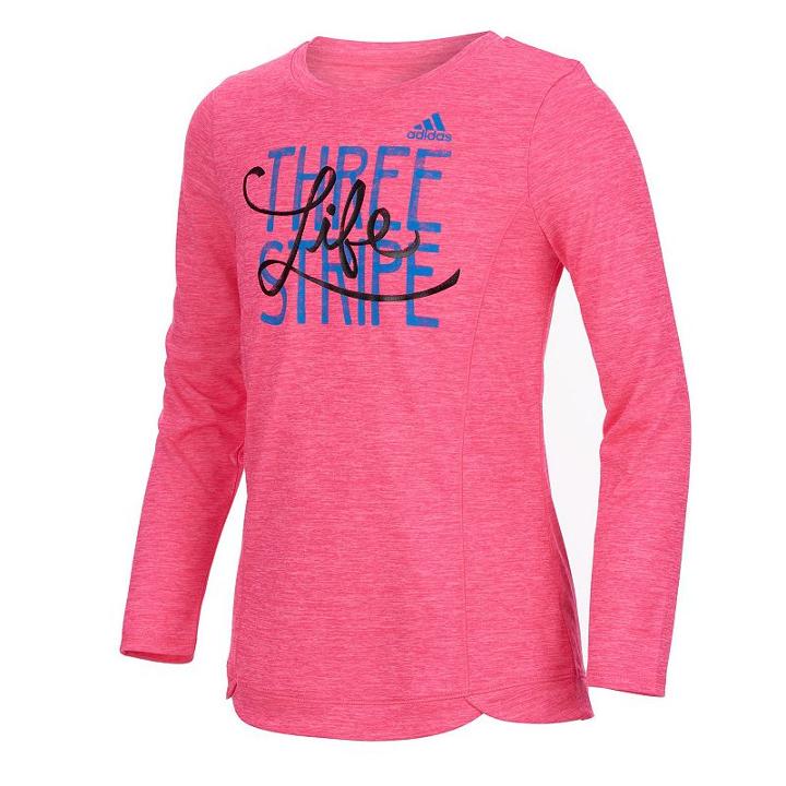 Girls 7-16 Adidas Melange Graphic Tee, Size: Large, Brt Pink