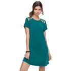 Juniors' Speechless Lattice Shoulder Shift Dress, Teens, Size: Large, Green Oth