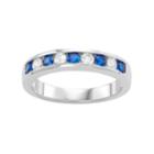 Sterling Silver Lab-created Blue & White Sapphire Wedding Ring, Women's, Size: 7