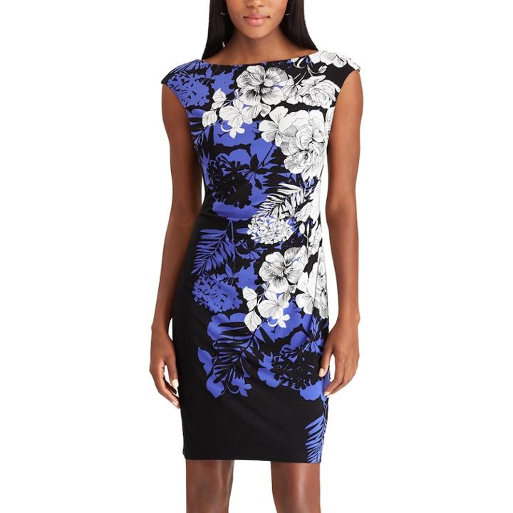 Women's Chaps Geometric Pattern Sheath Dress, Size: Large, Black