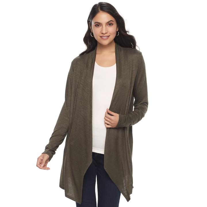 Women's Apt. 9&reg; Brushed Flyaway Cardigan, Size: Large, Green
