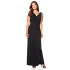 Petite Chaps Surplice Drape-front Full-length Dress, Women's, Size: 14 Petite, Black