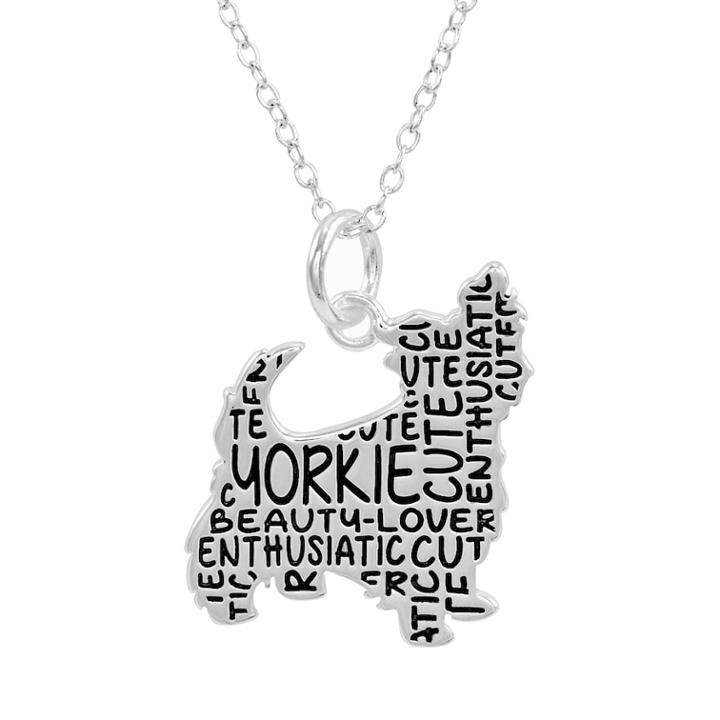 Silver-plated  Yorkie Pendant Necklace, Women's, Silver