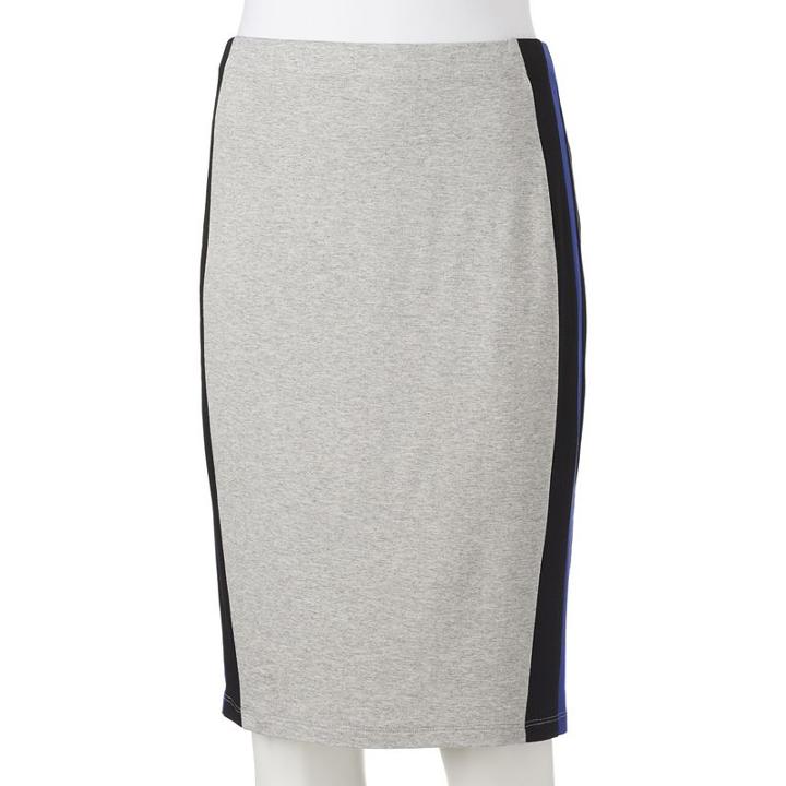 Juniors' Joe B Striped Pencil Skirt, Girl's, Size: Small, Light Grey