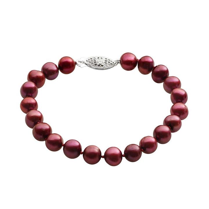 Pearlustre By Imperial Dyed Freshwater Cultured Pearl Sterling Silver Bracelet, Women's, Size: 8, Red
