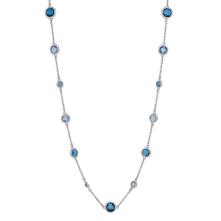 David Tutera Sterling Silver Simulated Blue Topaz Station Necklace, Women's, Size: 20