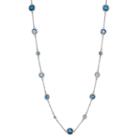 David Tutera Sterling Silver Simulated Blue Topaz Station Necklace, Women's, Size: 20