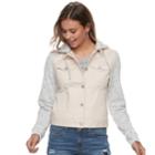 Juniors' Mudd&reg; Knit-sleeve Denim Jacket, Teens, Size: Medium, Light Pink