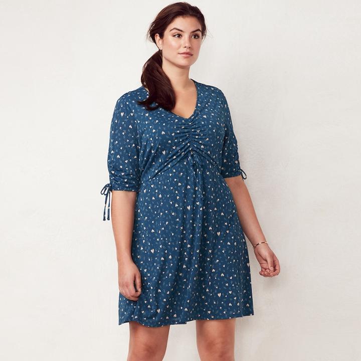 Plus Size Lc Lauren Conrad Print Fit & Flare Dress, Women's, Size: 2xl, Dark Grey