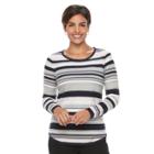 Women's Croft & Barrow&reg; Long Sleeve Curved Hem Sweater, Size: Large, White Oth