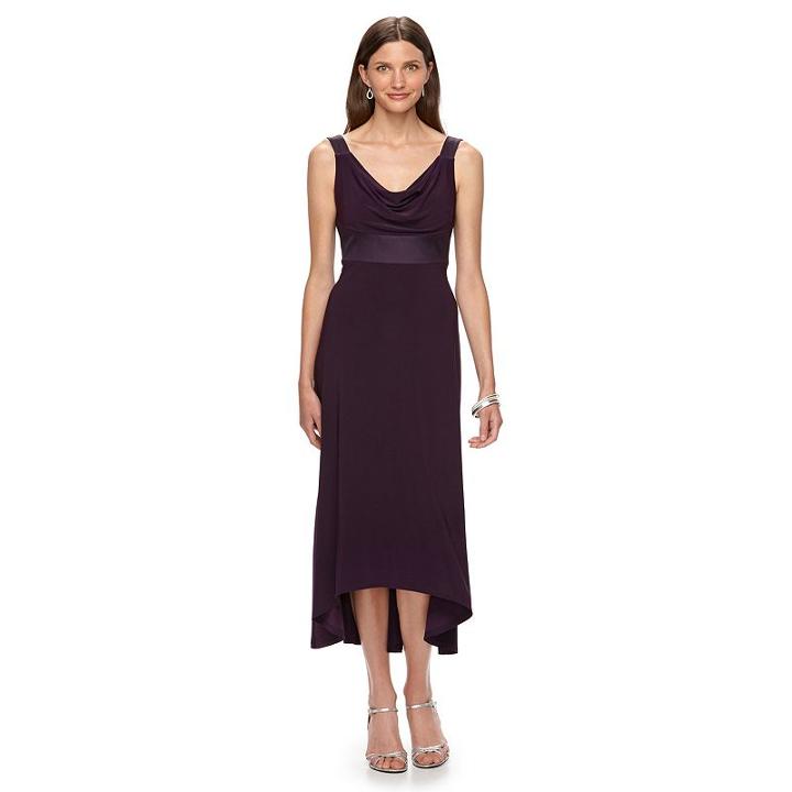 Women's Chaps Drapeneck High-low Evening Gown, Size: 10, Purple