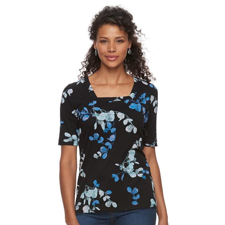 Women's Croft & Barrow&reg; Squareneck Tee, Size: Small, Dark Blue