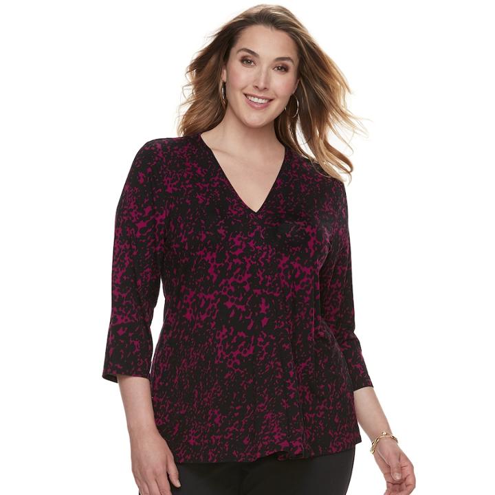 Plus Size Dana Buchman Release Pleat Top, Women's, Size: 3xl, Dark Pink