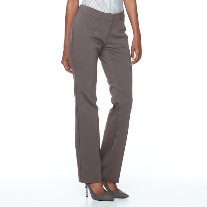 Women's Apt. 9&reg; Torie Modern Fit Straight-leg Dress Pants, Size: 16, Grey