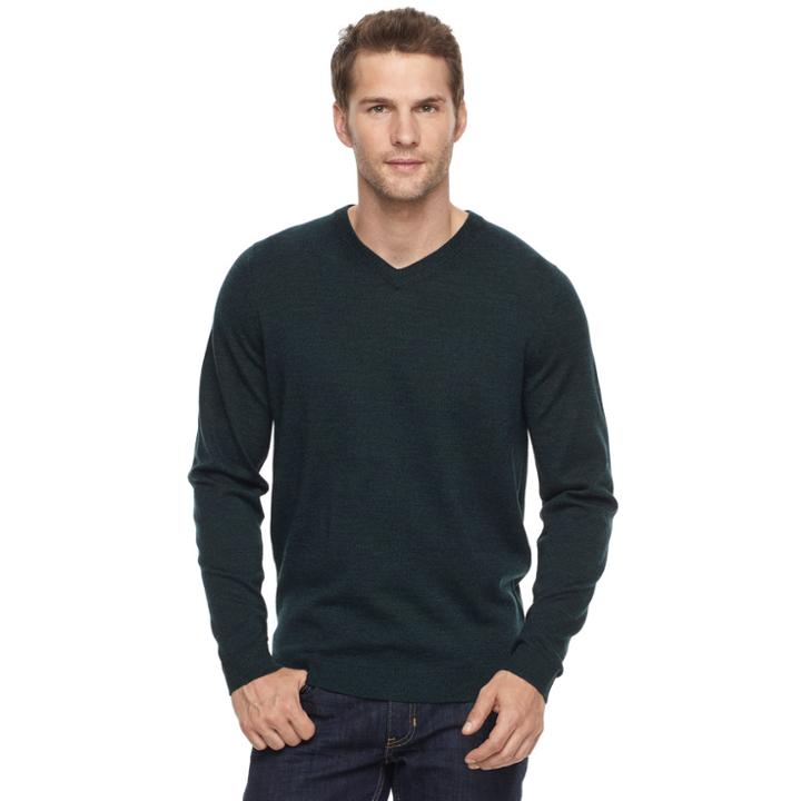 Big & Tall Apt. 9&reg; Regular-fit Wool-blend Merino Sweater, Men's, Size: Xxl Tall, Dark Green
