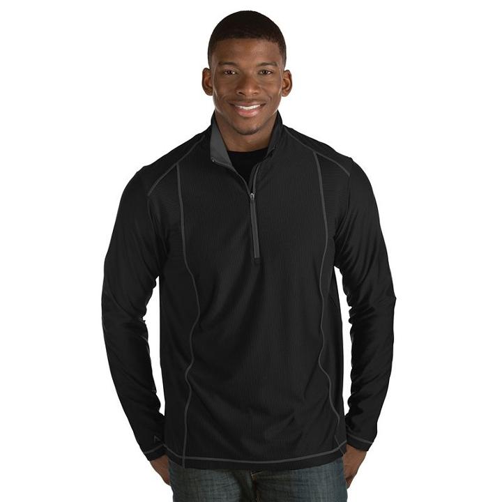 Men's Antigua Tempo Classic-fit Half-zip Pullover Sweater, Size: Medium, Black