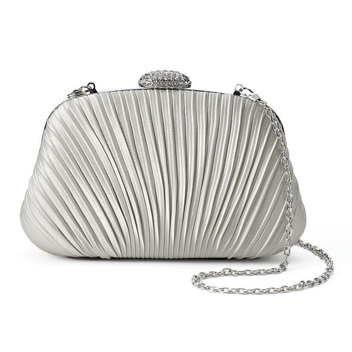 Gunne Sax By Jessica Mcclintock Brianna Satin Pleated Frame Clutch, Women's, Grey