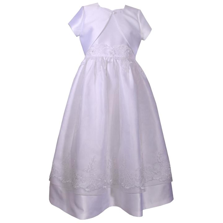 Girls 7-16 & Plus Size Bonnie Jean Silk Mikado Cardigan & Sweetheart Dress Set, Size: 20 1/2, White