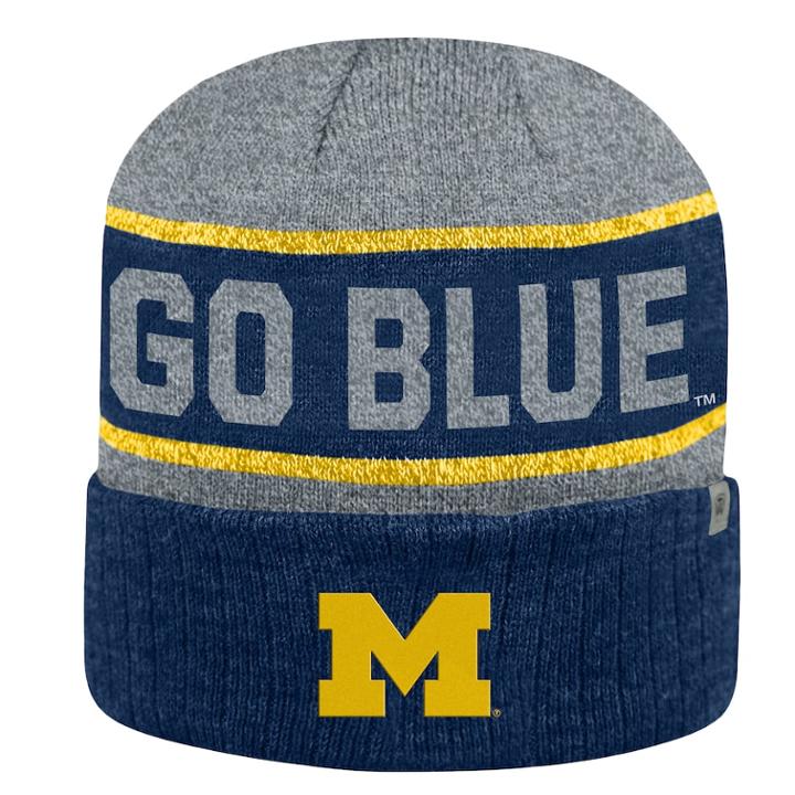 Adult Top Of The World Michigan Wolverines Below Zero Ii Beanie, Adult Unisex, Blue (navy)