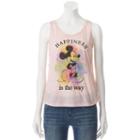 Disney's Mickey Mouse Juniors' Happiness Graphic Tank, Girl's, Size: Medium, Light Pink
