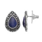 Filigree Antiqued Teardrop Earrings, Women's, Blue