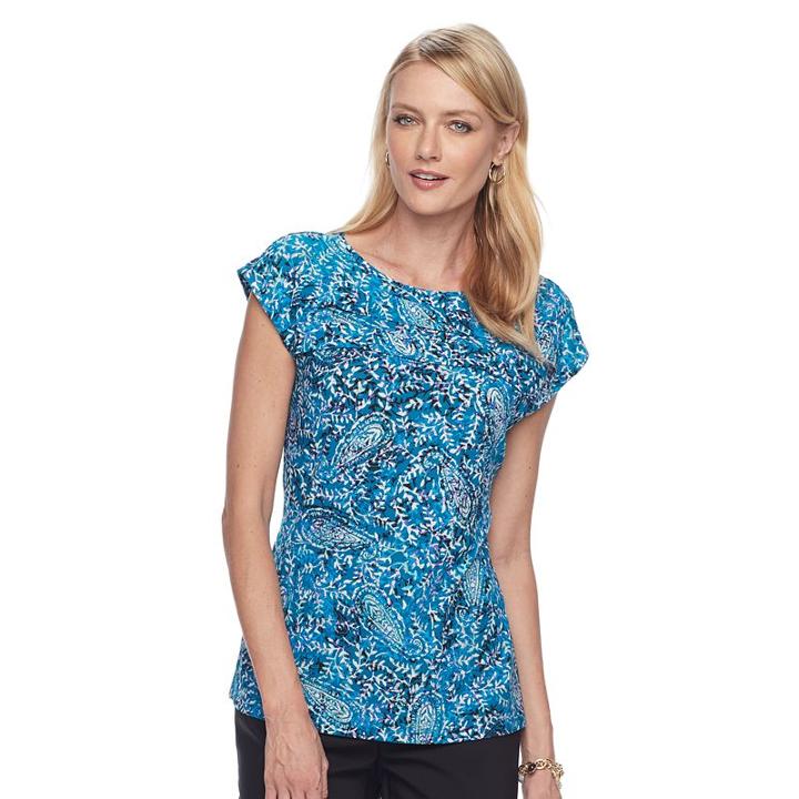 Women's Dana Buchman Pleated Top, Size: Xs, Med Blue