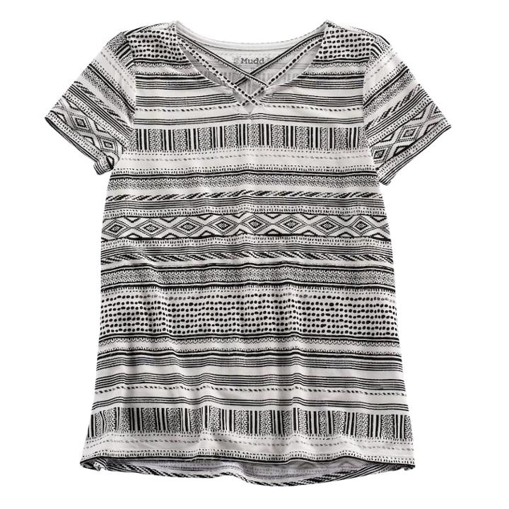 Girls 7-16 & Plus Size Mudd&reg; Cage Front Tee, Size: 7-8, Black