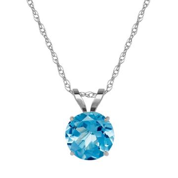Everlasting Gold Blue Topaz 10k White Gold Pendant Necklace, Women's